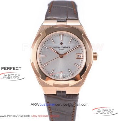 Perfect Replica Swiss Grade Vacheron Constantin Overseas 316L Rose Gold Case Silver Dial 36mm Women's Watch